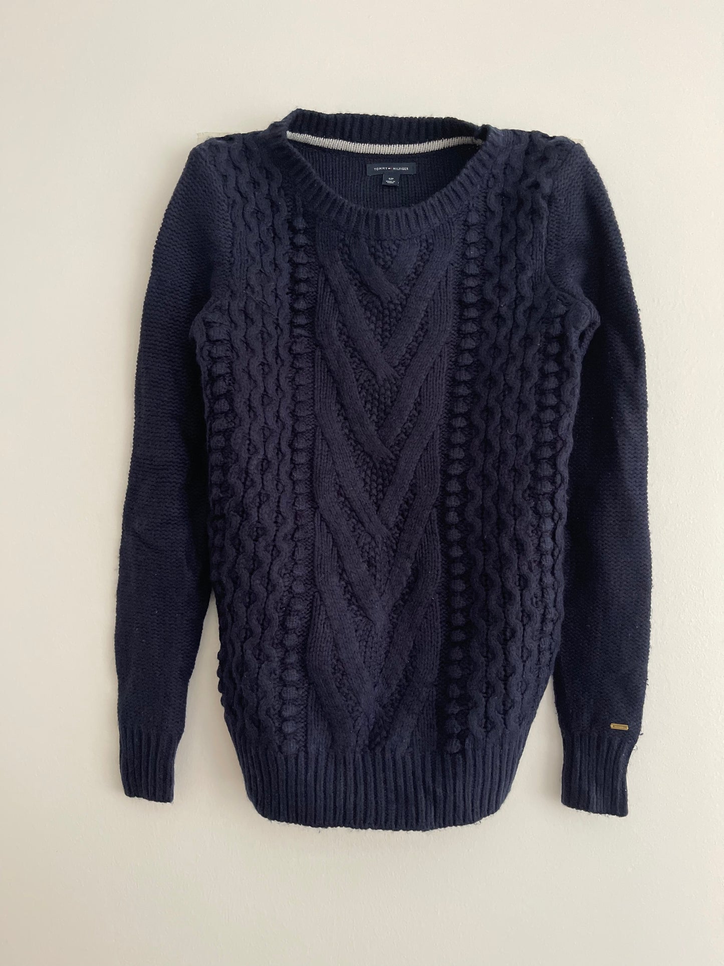 Pull femme Tommy Hilfiger en maille - bleu marine