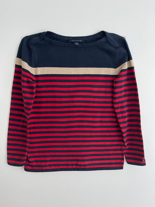 Pull femme Tommy Hilfiger - bleu marine et rouge